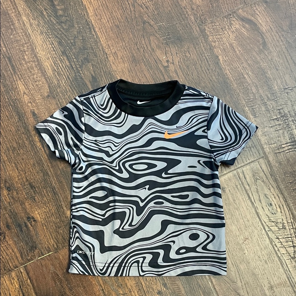 Nike Toddler Black & Gray Graphic Dri-FIT Tee with Orange Swoosh